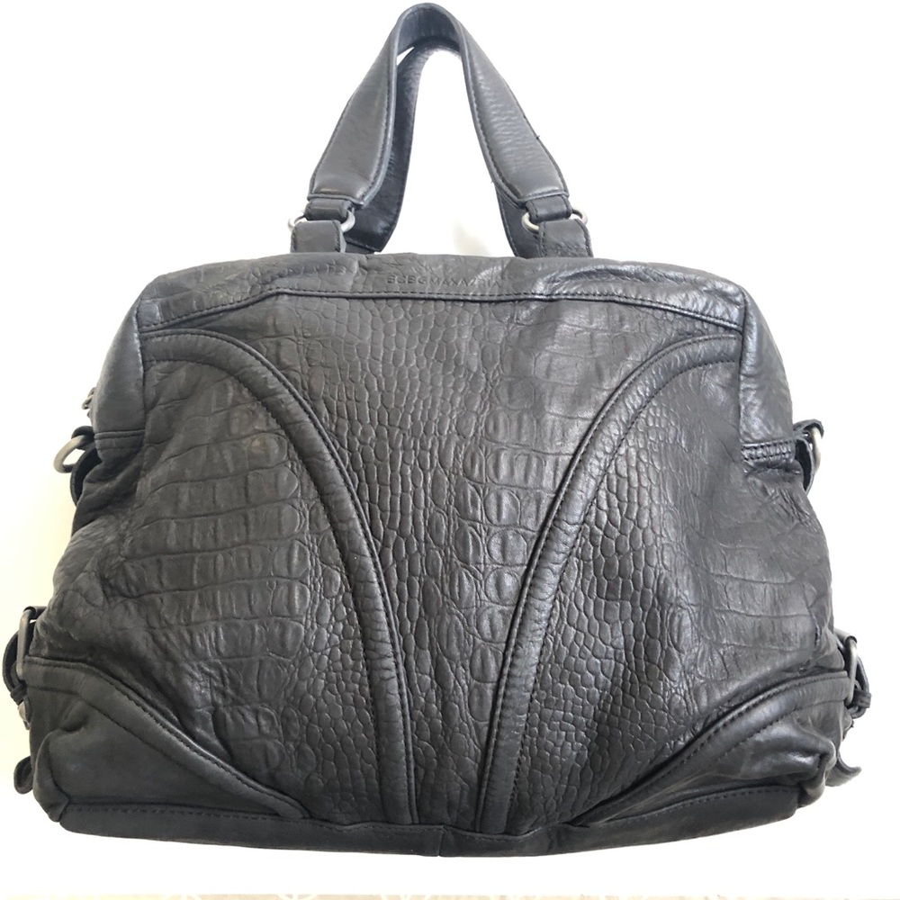 BCBG Max Azria Black Leather Top Handle Bag